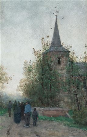 Sur le chemin de l'église, Laren by Joseph Hendrikus Neuhuys - Auction record, sale price, and art valuation. Compare with similar artists and explore comparable artworks.