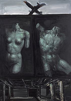 Sample artwork by Wolfgang Peuker (1945 - 2001), known for modernist portrait painting and teaching, murals - View similar artists and auction records