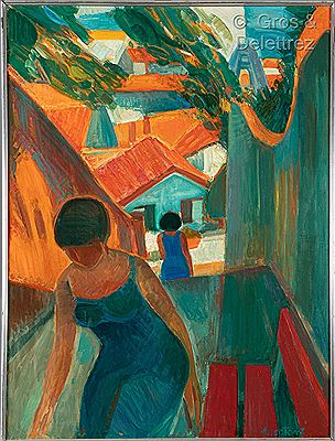 Woman in a village