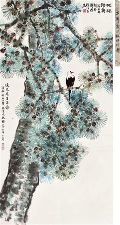 PINE TREE AND A BIRD