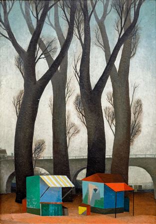 Trees by a Bridge by Vlastimil Benes - Auction record, sale price, and art valuation. Compare with similar artists and explore comparable artworks.