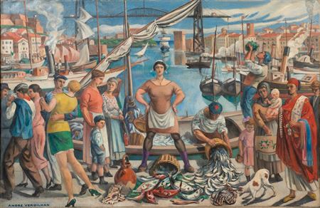 Sample artwork by Andre Verdilhan (1881 - 1963), known for realistic genre scenes with vivid, bright palette - View similar artists and auction records