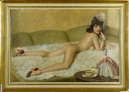 Nude lying on a sofa