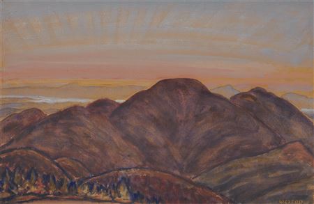 Giant Sunrise (Giant Mountain and Lake Champlain from Dix Mountain)