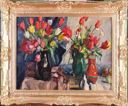 Loral Still Life (Three Vases)