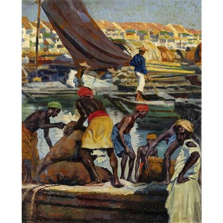 Dockworker in Singapore by Franz Kienmayer - Auction record, sale price, and art valuation. Compare with similar artists and explore comparable artworks.