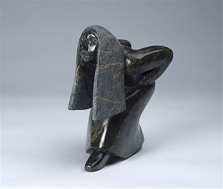 Sample artwork by Ovilu (Oviloo) Tunnillie (1949 - 2014), known for inuit female social themed sculpture - View similar artists and auction records