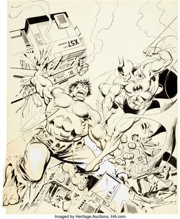 José Luis García-Lopez DC Special Series #27 Batman vs. the Incredible Hulk Cover Original Art (DC/Marvel, 1981)