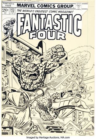 Gil Kane and Joe Sinnott Fantastic Four #143 Cover Doctor Doom Original Art (Marvel, 1974)