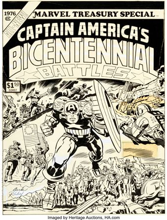 Jack Kirby and Frank Giacoia Marvel Treasury Special Featuring Captain America's Bicentennial Battles Cover Original Art (Marvel, 1976)