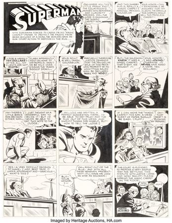 Wayne Boring Superman Sunday Comic Strip #479 Original Art dated 1-2-49 (McClure Syndicate, 1949)