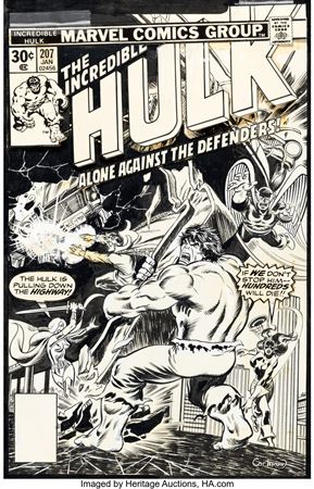 Dave Cockrum and John Romita Sr. Incredible Hulk #207 Cover Defenders Original Art (Marvel, 1977)