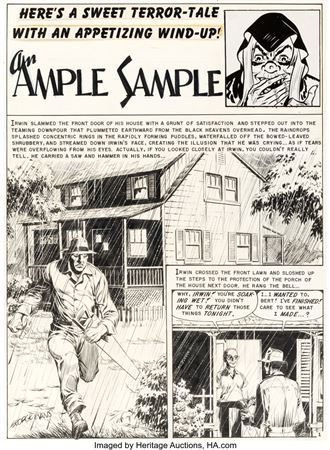 George Evans The Vault of Horror #32 Complete 6-Page Story "An Ample Sample" Original Art (EC Publ., 1953)