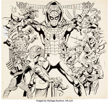 Paul Gulacy and Pablo Marcos Amazing Spider-Man Mighty Marvel Comics Calendar 1978 "March" Illustration Original Art (Marvel, 1977)