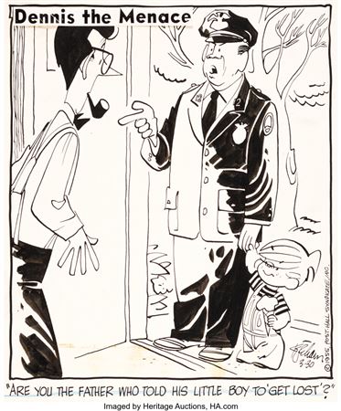 Dennis the Menace Daily Comic Strip Original Art dated 3-30-55 (Post-Hall Syndicate, 1955)