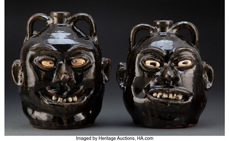 Set of Two-Headed Face Jugs