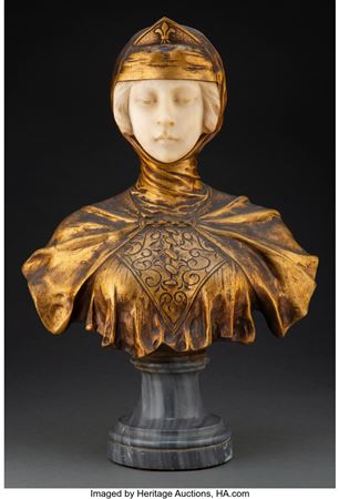 Bust of Joan of Arc by Gustave Van Vaerenbergh - Auction record, sale price, and art valuation. Compare with similar artists and explore comparable artworks.