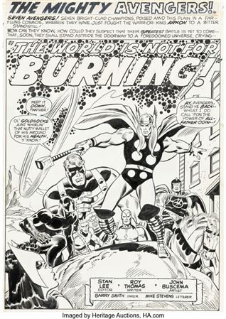 John Buscema and Frank Giacoia The Avengers #85 Splash Page 1 Original Art (Marvel, 1971)