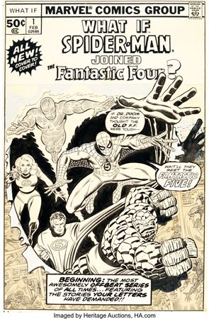John Buscema and Joe Sinnott What If? #1 Spider-Man Joined the Fantastic Four? Cover Original Art (Marvel, 1977)