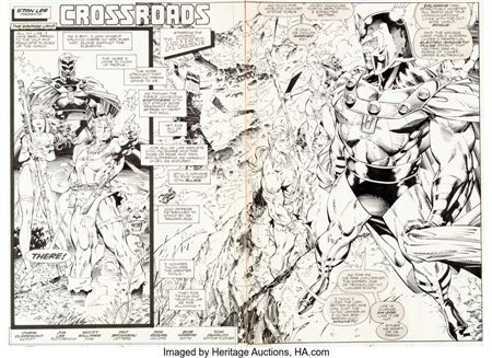Jim Lee and Scott Williams Uncanny X-Men #274 Double Page Spread 2-3 Savage Land Original Art (Marvel, 1991)