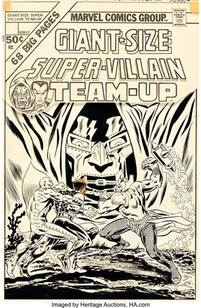 Ron Wilson, Frank Giacoia, and John Romita Sr. Super-Villain Team-Up #1 Cover Original Art (Marvel, 1975)