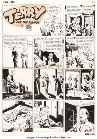 Milton Caniff Terry and the Pirates Sunday Comic Strip Original Art dated 8-10-1941 (News Syndicate Co., 1941)