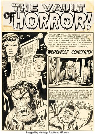 Johnny Craig Vault of Horror #16 Complete 8-Page Story "Werewolf Concerto" Original Art (EC, 1950)