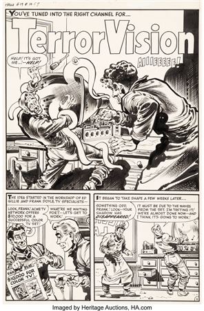 Howard Nostrand Chamber of Chills #19 Complete 5-Page Story "TerrorVision" Original Art (Harvey, 1953)