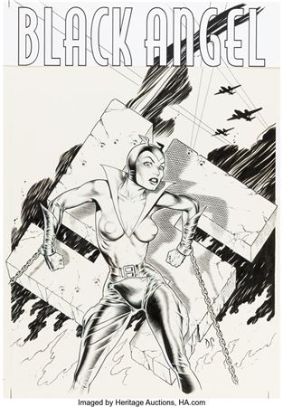 Dave Stevens Black Angel One-Shot Cover Original Art (Verotik, 1996)