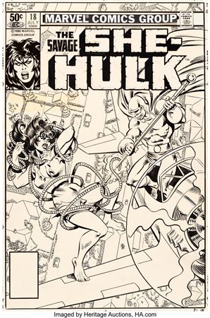 Mike Vosburg and Al Milgrom Savage She-Hulk #18 Cover Original Art (Marvel, 1981)