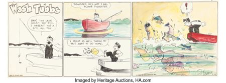 Roy Crane Wash Tubbs Sunday Comic Strip Hand-Colored Original Art dated 5-29-32 (NEA Service, Inc., 1932) by Royston Roy Campbell Crane - Auction record, sale price, and art valuation. Compare with similar artists and explore comparable artworks.