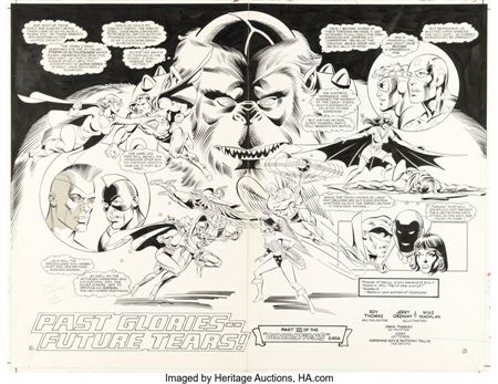 Jerry Ordway and Mike Machlan Infinity, Inc. #7 Double Splash Page 2-3 Original Art (DC, 1984)