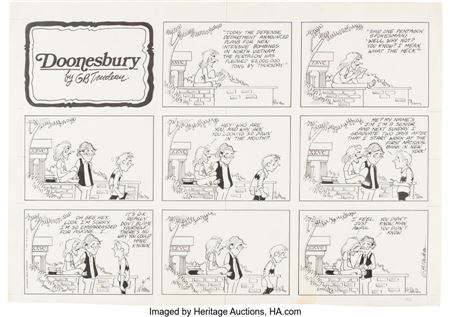 Garry Trudeau Doonesbury Sunday Comic Strip Original Art dated 6-4-72 (Universal Press Syndicate, 1972)