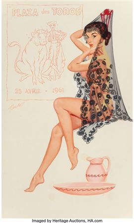 Plaza Des Toros, probable calendar illustration, 1961