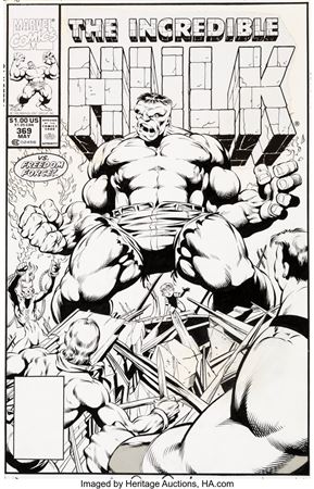 Dale Keown and Bob McLeod The Incredible Hulk #369 Cover Original Art (Marvel, 1990)
