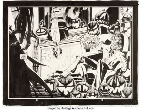 Tim Sale Batman Ghosts: A Legends of the Dark Knight Halloween Special Double Splash Pages 34 & 35 Original Art (DC, 1995)