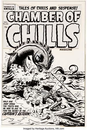 Al Avison Chamber of Chills Magazine #26 Cover Original Art (Harvey, 1954)