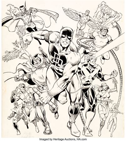 Paul Ryan and Joe Rubinstein The Official Handbook of the Marvel Universe Trade Paperback Volume 2 Cover Original Art (Marvel, 1990)