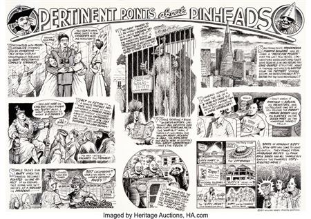 Bill Griffith (as William Henry Jackson Griffith) Yow #1 Complete Double-Page Story "Pertinent Points about Pinheads" Original Art in 1 Piece (Last Gasp Publ., 1977-78).