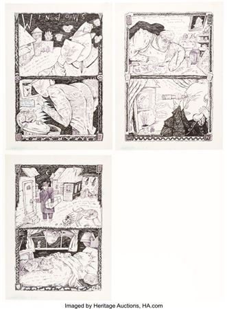 Richard Sala Hypnotic Tales Complete 3-Page Story "Windows" Original Art (Kitchen Sink Press, 1992)