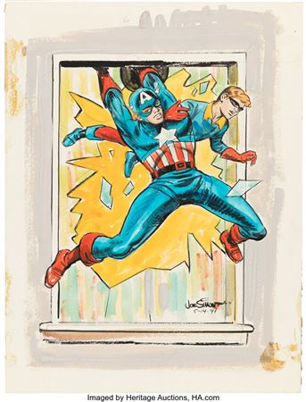 Original "Captain America" Painting by Legendary Comic Artist and "Cap" Creator Joe Simon (1941)