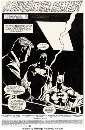 Batman #429 Complete 22-Page Story "A Death in the Family! Chapter 6" Superman Original Art (DC, 1989)