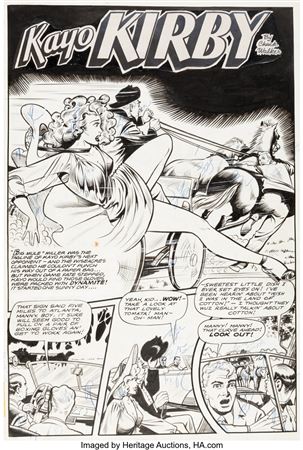 Fight Comics #55 Kayo Kirby Splash Page 1 and Story Pages 4 and 6 Original Art (Fiction House, 1948)
