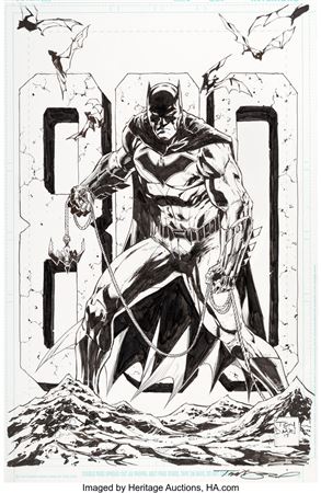 Batman #800 Unused Cover Original Art (DC, 2017)