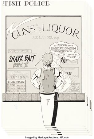 The Fish Police #7 Complete Issue Original Art Group of 25 (Fishwrap Productions, 1987)