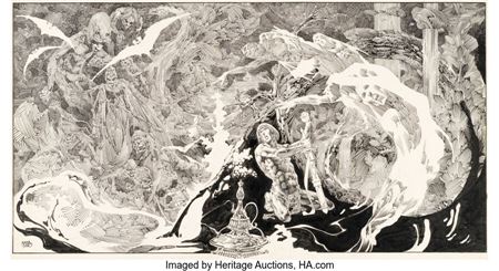 Sample artwork by Alex Nino (Born 1940), known for fantasy-adventure, illustrator - View similar artists and auction records