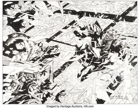 Ninjak #1 Wraparound Cover Original Art (Valiant, 1994)