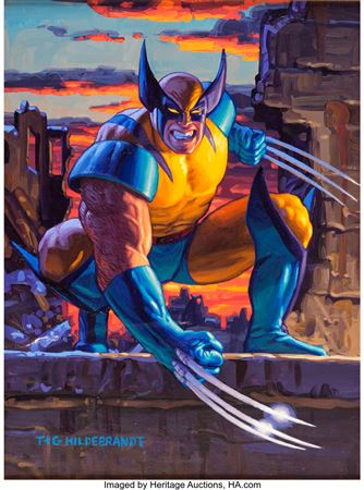 1994 Marvel Masterpieces Powerblast Trading Card #9 Wolverine Painting Original Art (Fleer, 1994) by Tim Hildebrandt - Auction record, sale price, and art valuation. Compare with similar artists and explore comparable artworks.