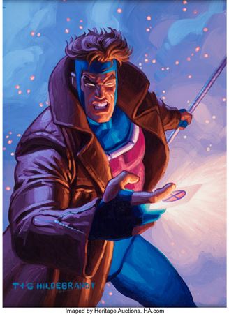 1994 Marvel Masterpieces Powerblast Trading Card #5 Gambit Painting Original Art (Fleer, 1994)
