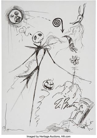 The Nightmare Before Christmas Jack Skellington Original Art by Tim Burton (Touchstone/Walt Disney, 1993/95)